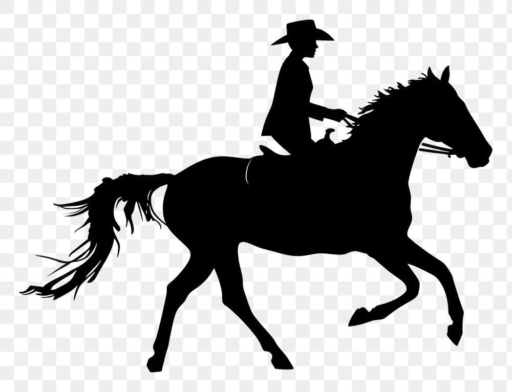 PNG Horse riding silhouette clip art mammal animal white background.