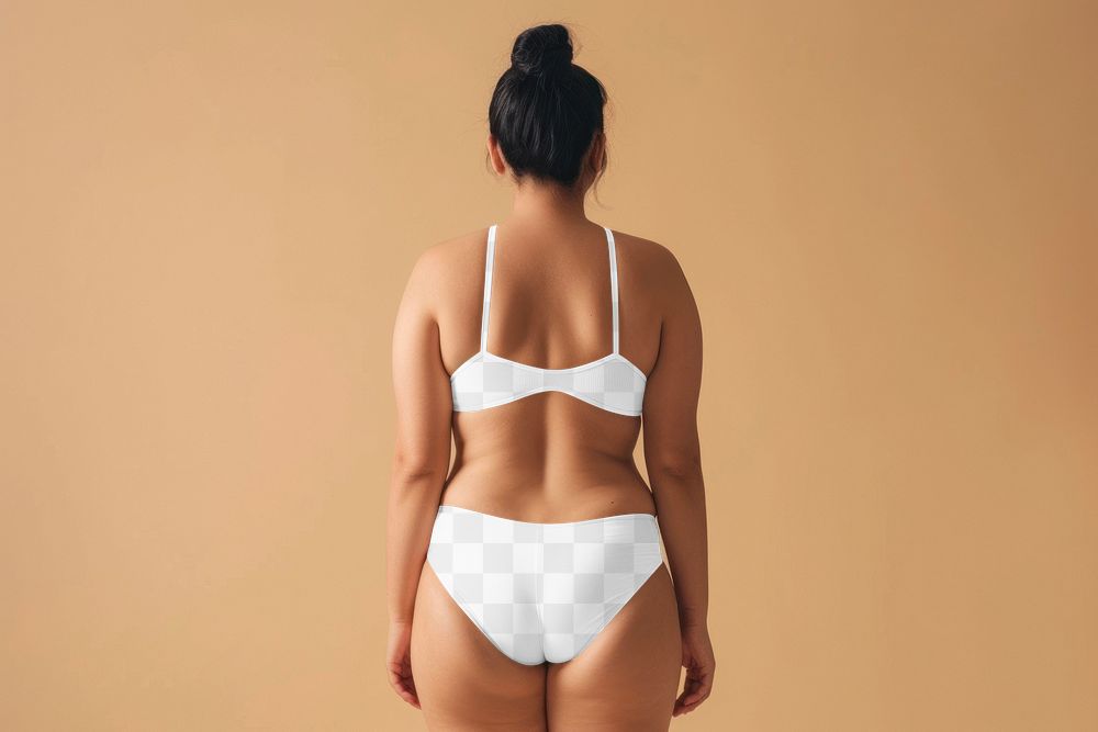 Women's underwear mockup png rear view, transparent background