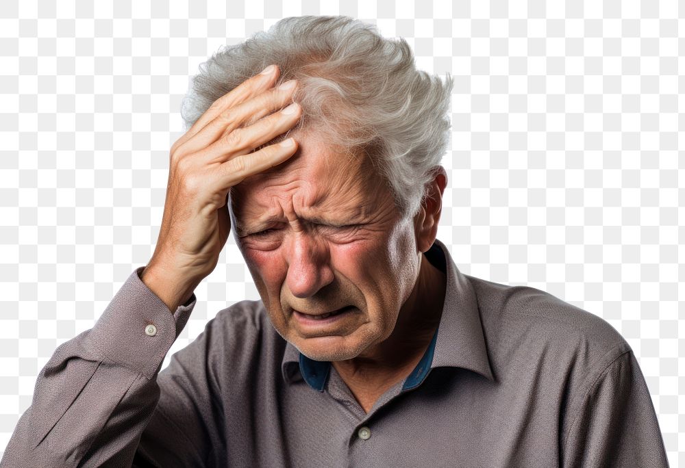 PNG Elderly men has a headache worried person human