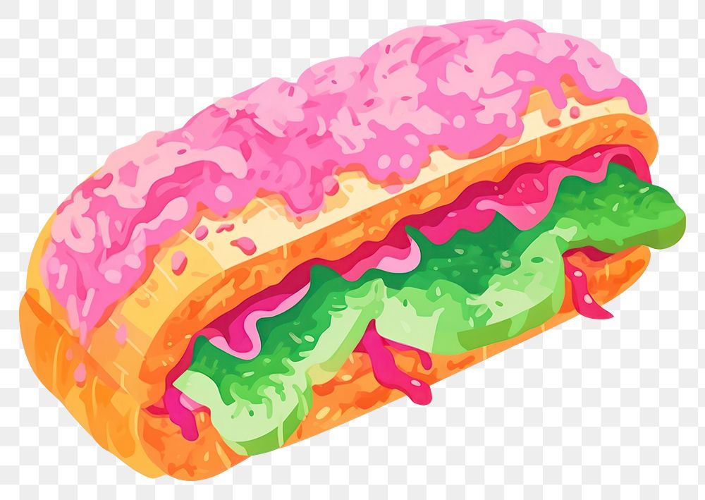 PNG Crayon texture illustration of Doner kebab sandwich diaper food.