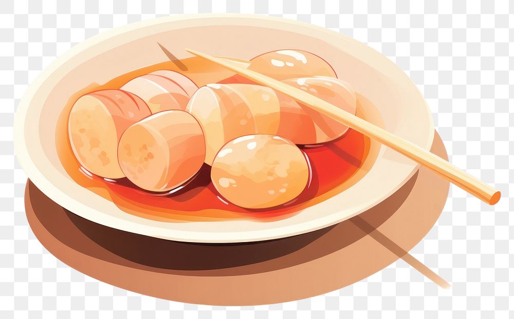 PNG Oden japanese food chopsticks plate meal.