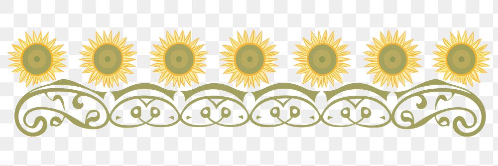 PNG  Sunflowers divider ornament pattern plant creativity.