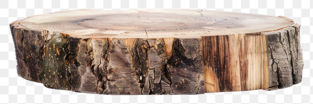 PNG Wooden podium with bark wood slabs plant tree tree stump.