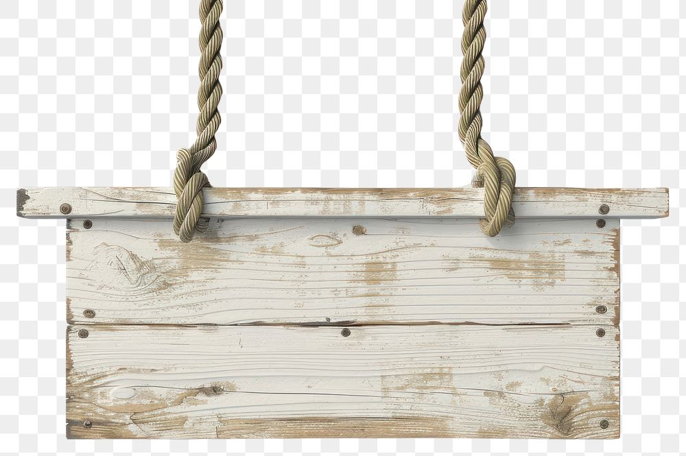 PNG Wooden white Sign 1 Line Title Banner Plain rope wood swing.