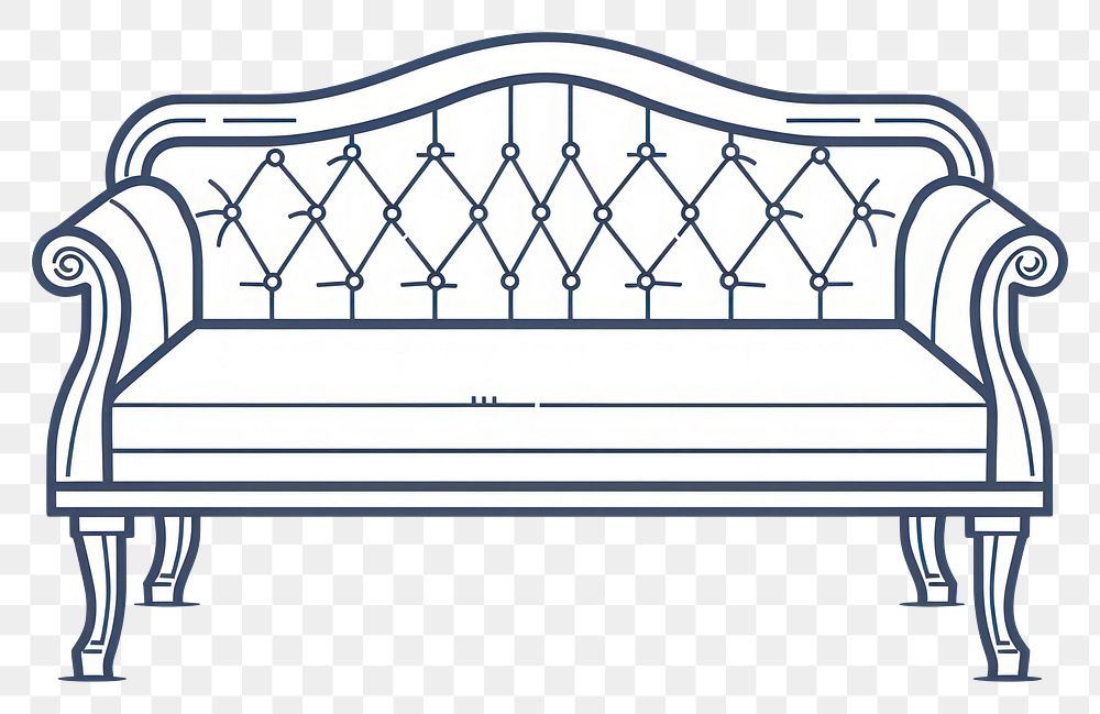 PNG Vector illustration of upholstered bench line icon furniture couch.