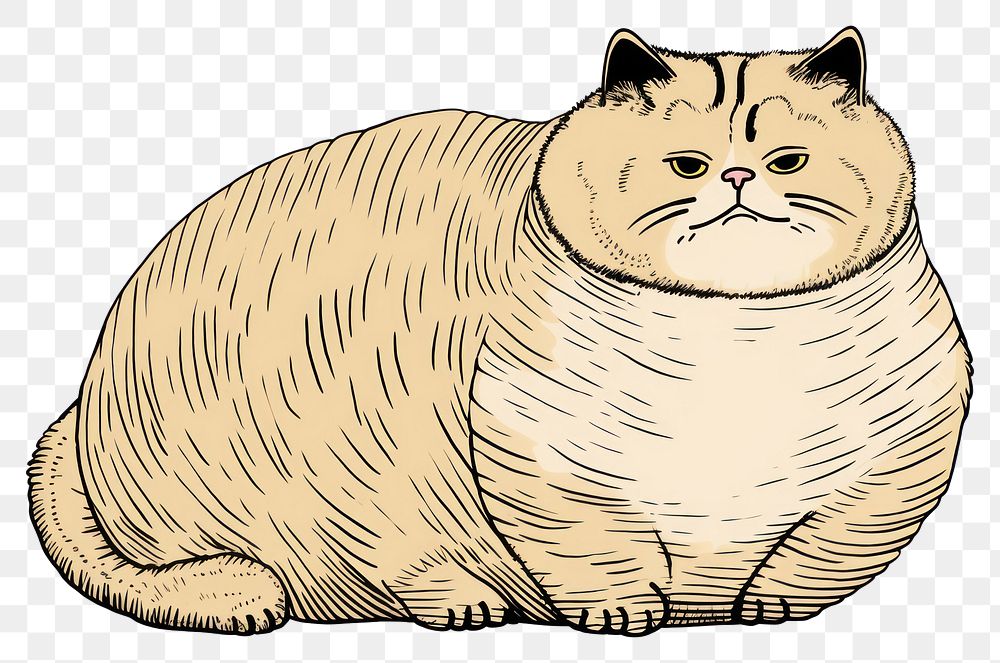PNG Fat cat cartoon drawing animal.
