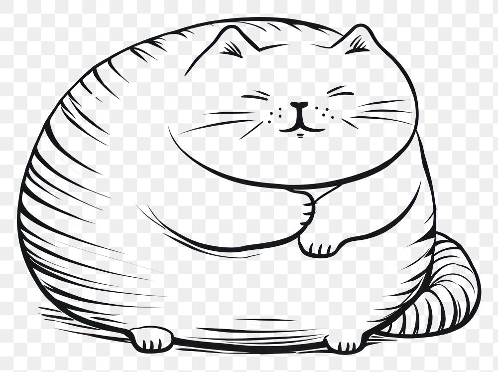 PNG Fat cat drawing cartoon animal.