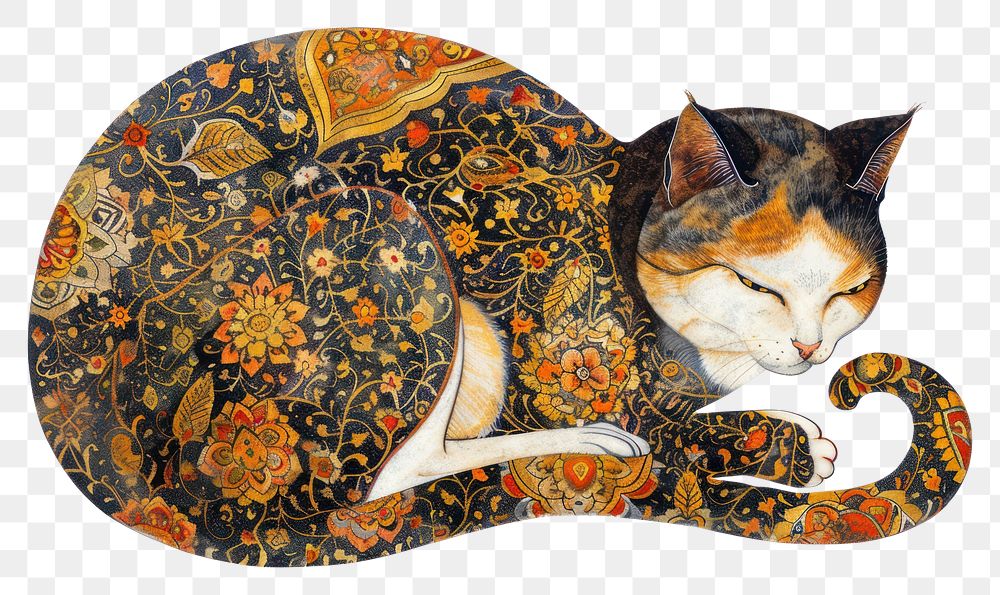 PNG Ottoman painting of a cat animal mammal pet.