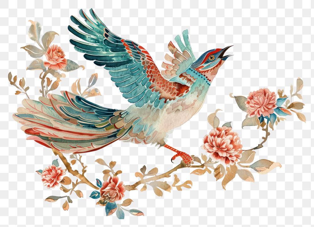 PNG Ottoman painting of bird pattern animal art.