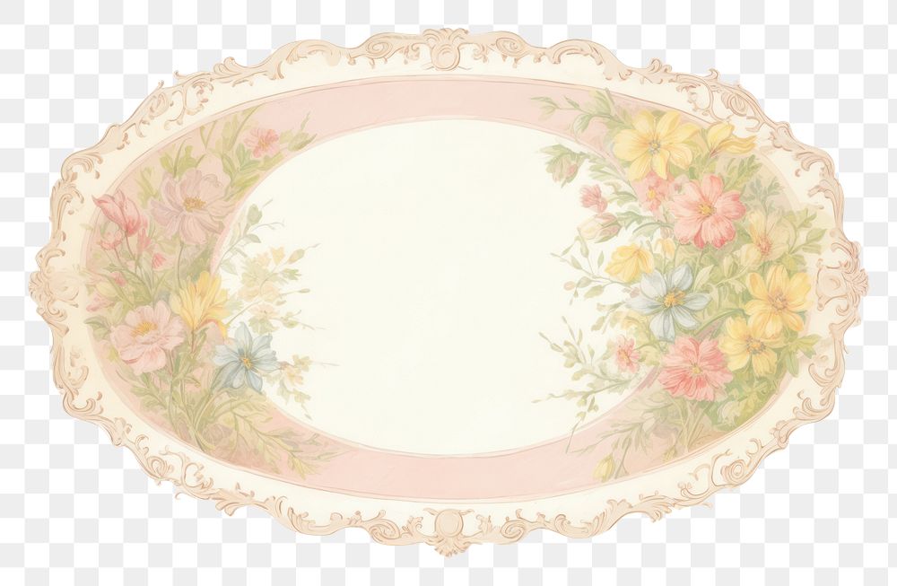 PNG Garden floral pastel oval ripped paper white background rectangle fragility
