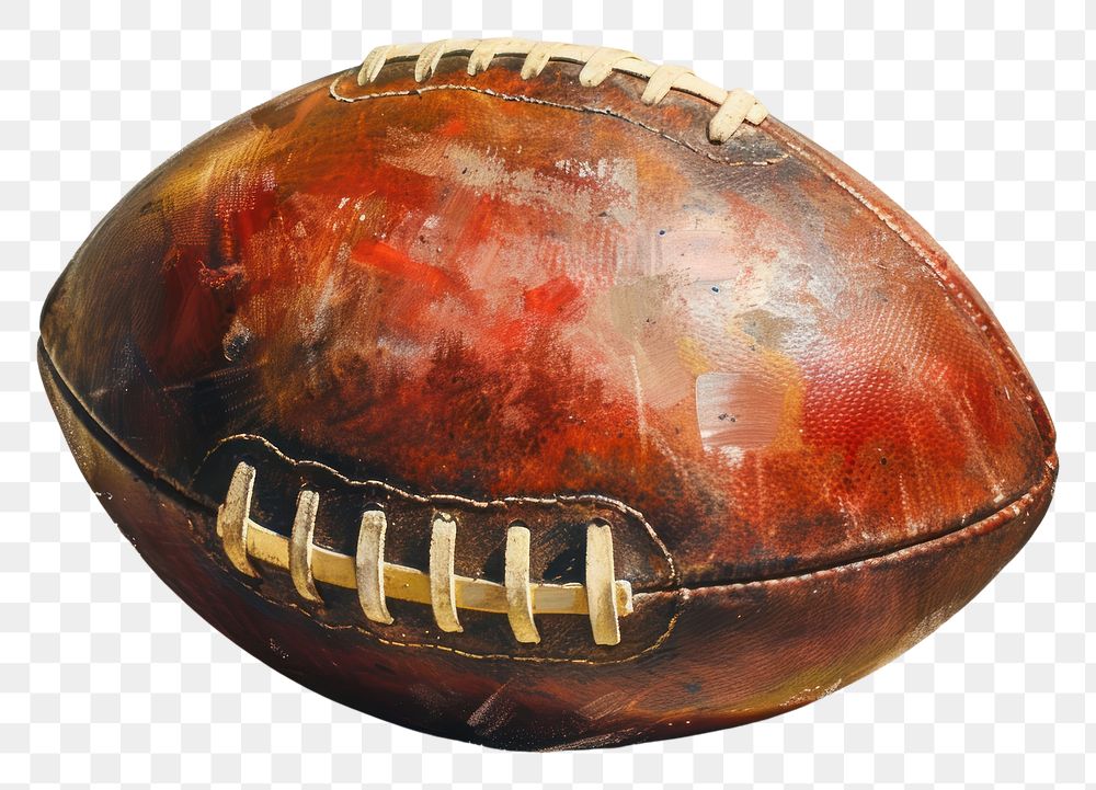 PNG Oil painting of a close up on pale football sports baseball brown.