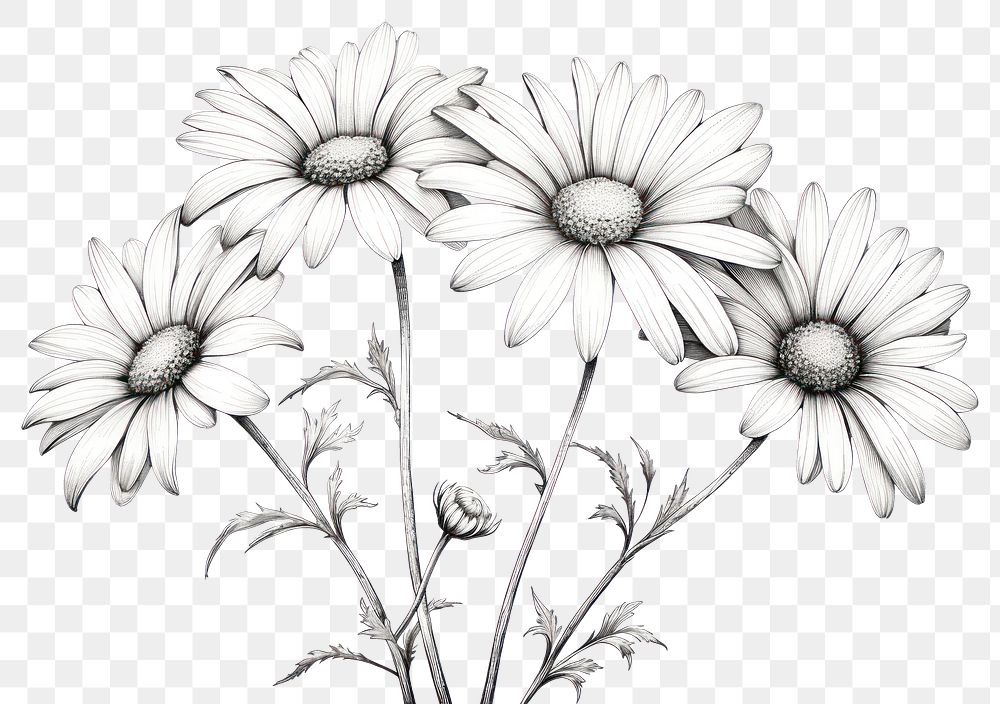 PNG  Vintage drawing daisy flower sketch plant.