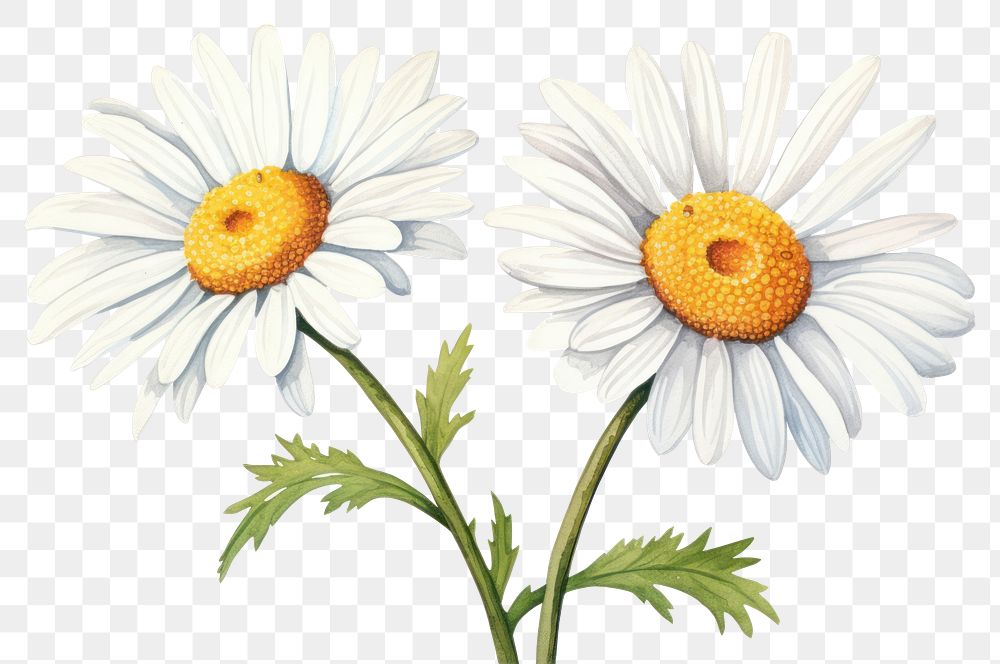 PNG  Vintage drawing daisy flower plant white.