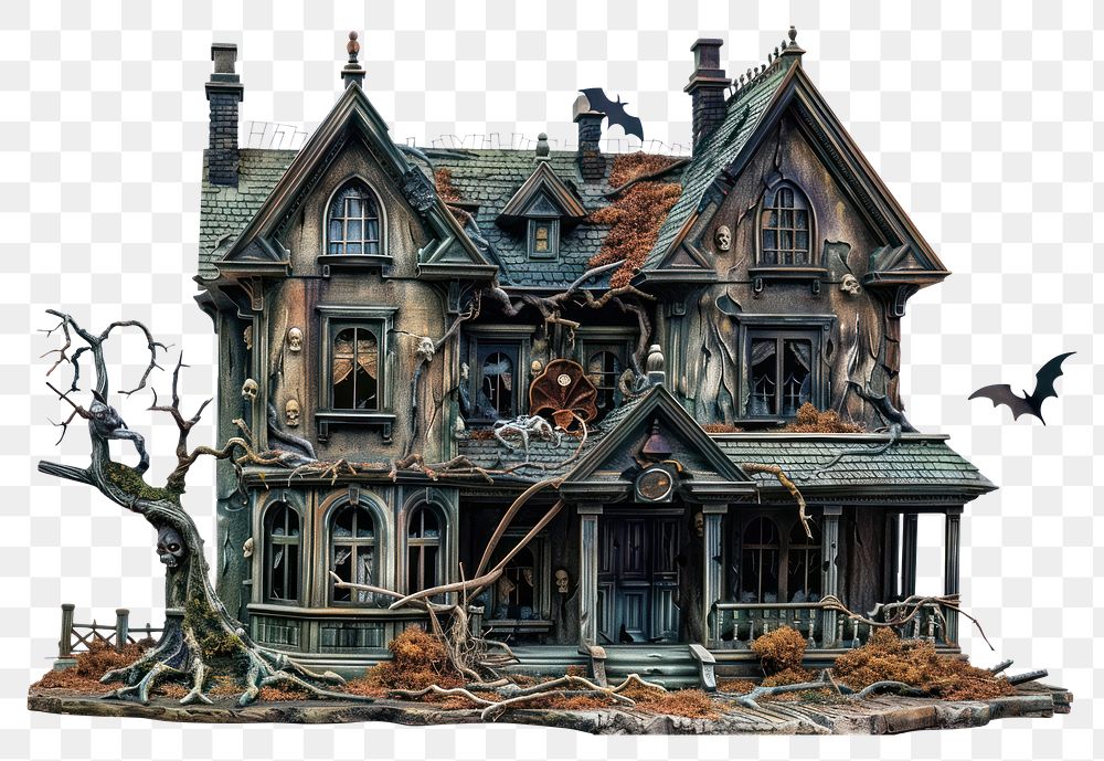 PNG Haunted house architecture building representation.