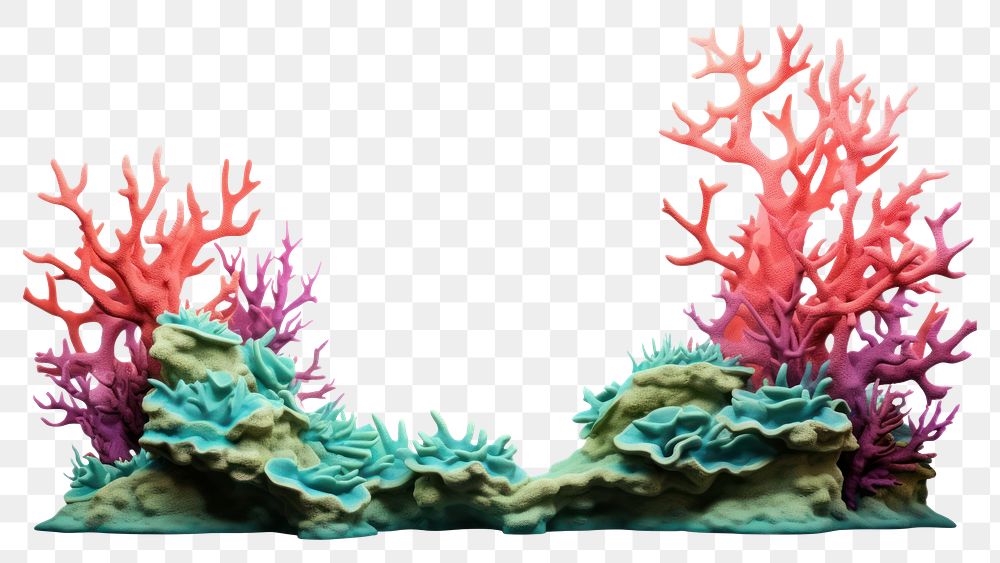 Coral reef and seaweed aquarium nature white background.