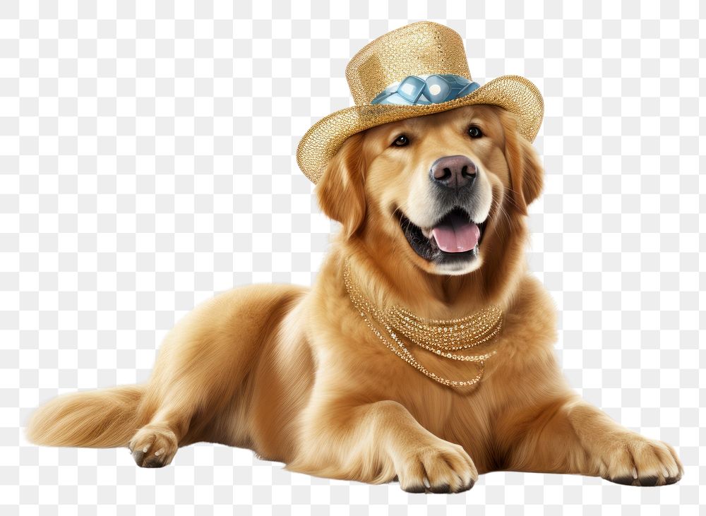 A golden retriever dog in the hat mammal animal pet.