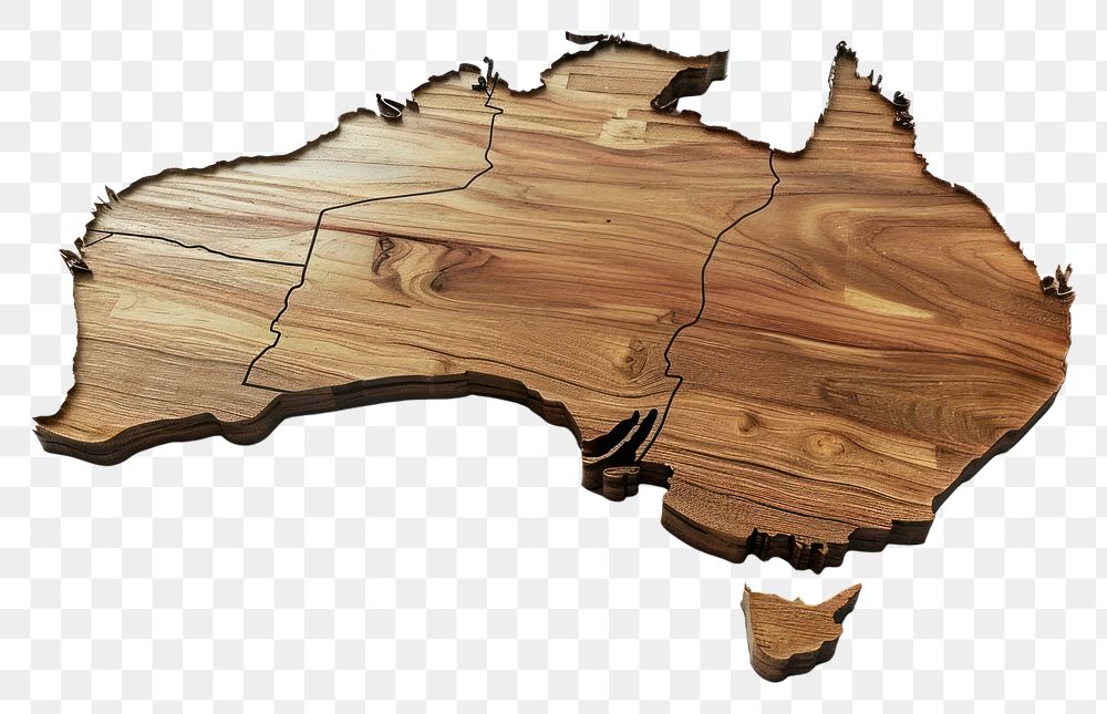PNG 3d render of australia map wood material architecture topography hardwood.