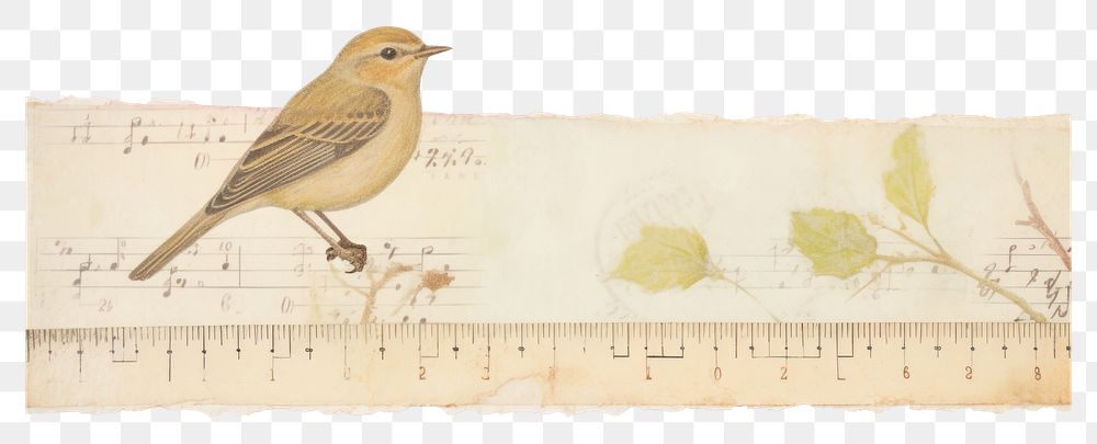 PNG Adhesive tape is stuck on a bird ephemera collage sparrow animal canary.
