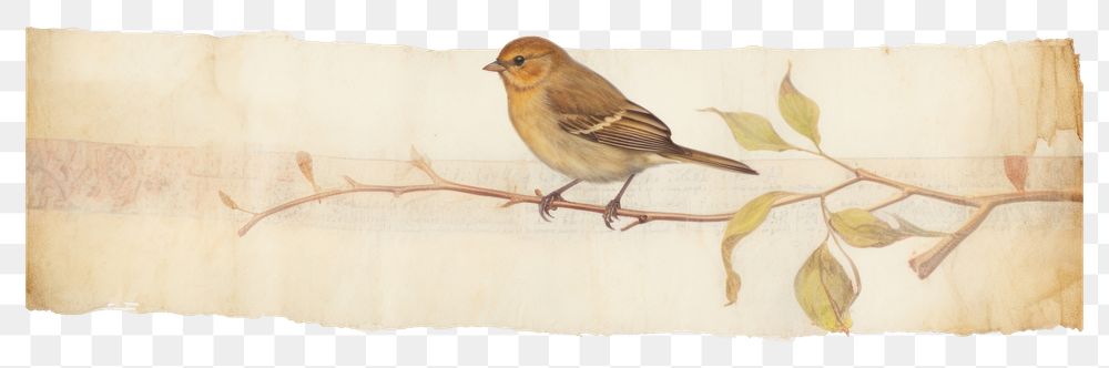 PNG Adhesive tape is stuck on a bird ephemera collage painting sparrow animal.