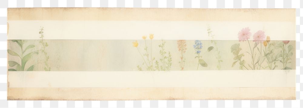 PNG Adhesive tape is stuck on a botanical ephemera collage painting pattern art.