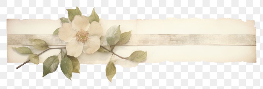PNG Adhesive tape is stuck on a floral ephemera collage flower plant paper.