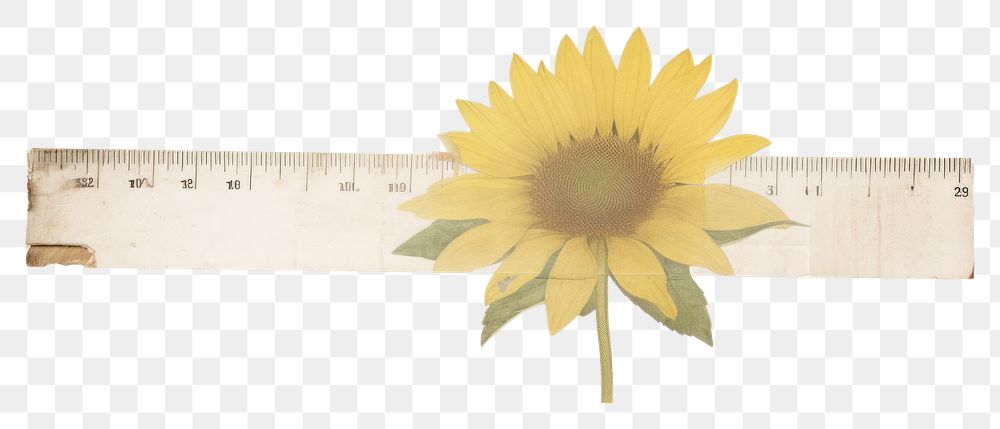 PNG Adhesive tape is stuck on a sunflower ephemera collage plant petal paper.