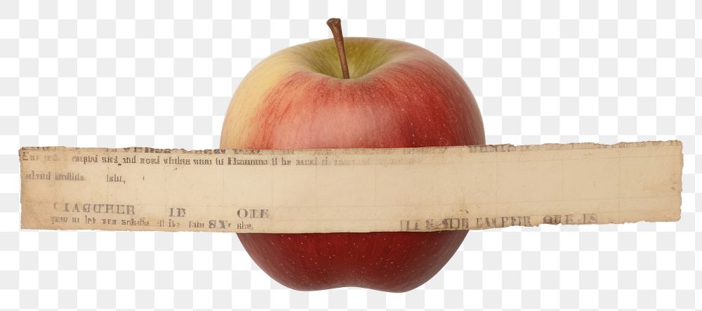 PNG Adhesive tape is stuck on an apple ephemera collage fruit paper plant.