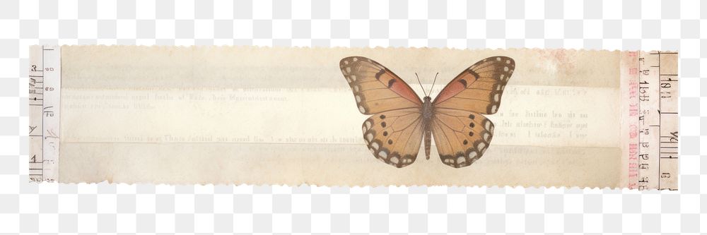 PNG Adhesive tape is stuck on the butterfly ephemera collage insect paper white background.