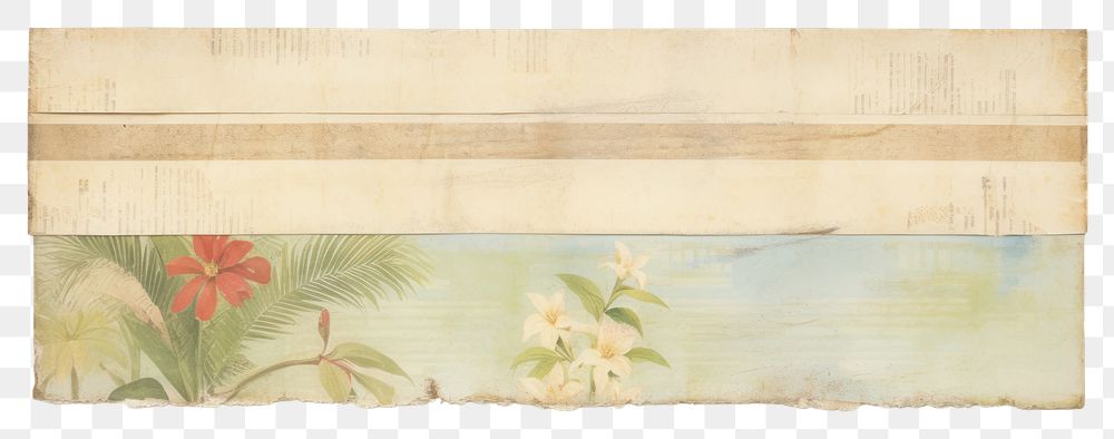 PNG Adhesive tape is stuck on tropical ephemera collage painting pattern paper.
