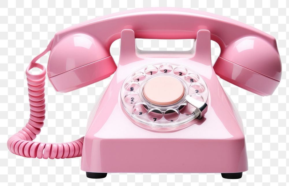 PNG Cored retro pink telephone white background electronics technology