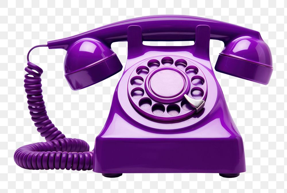 PNG Cored retro violet telephone white background electronics technology.