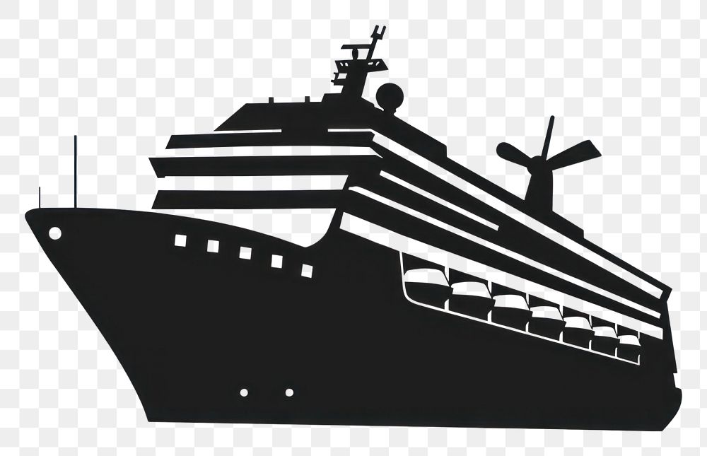 PNG A black silhouette cruise ship icon vehicle transportation architecture.