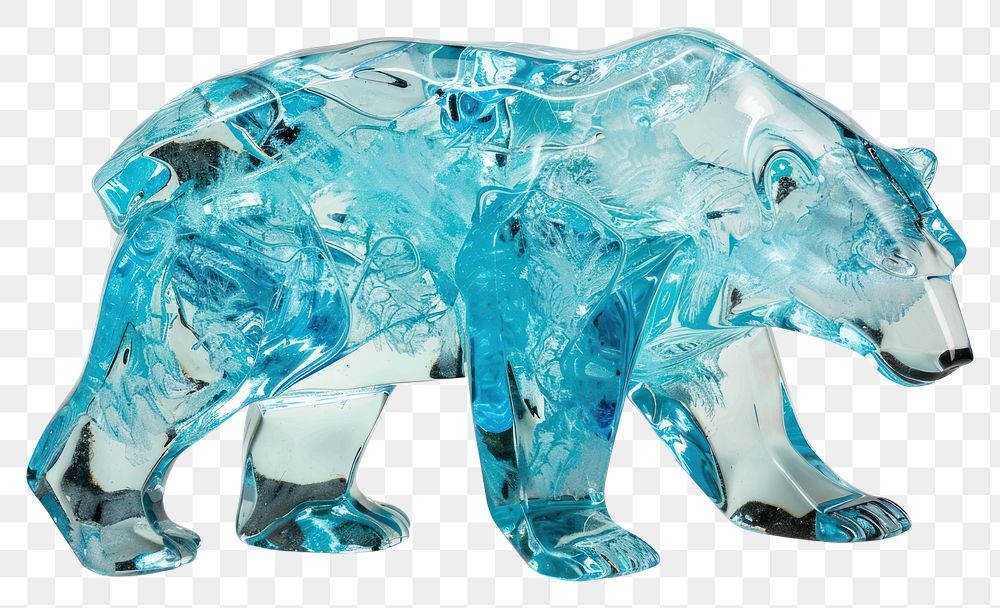PNG A polar bear sculpture ice turquoise wildlife.