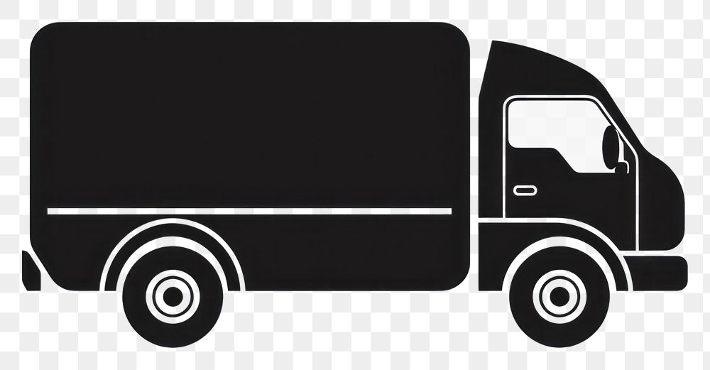 PNG Silhouette flat vector Fast shipping delivery truck icon vehicle black van.