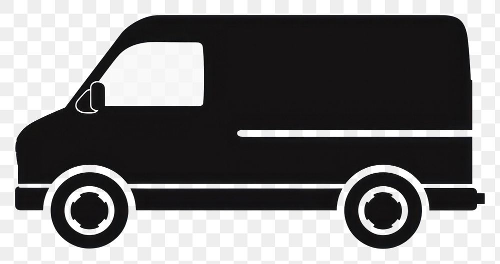 PNG Silhouette flat vector Fast shipping delivery truck icon vehicle minibus black.