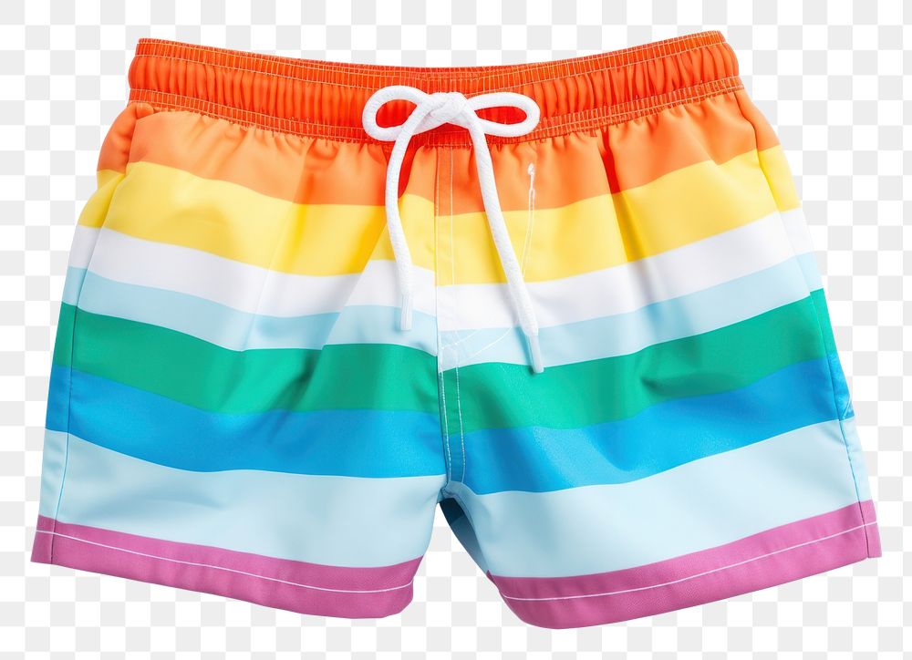 Stripes colorful swimming trunks shorts white background underpants.