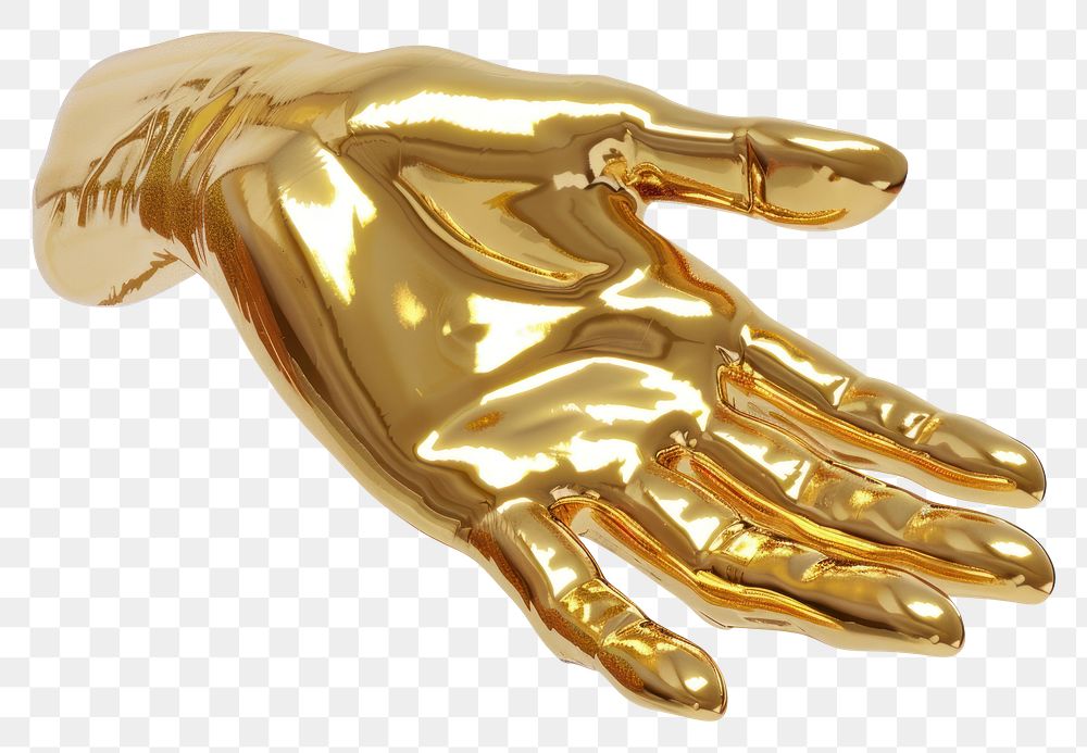PNG Hand gold bronze white background.