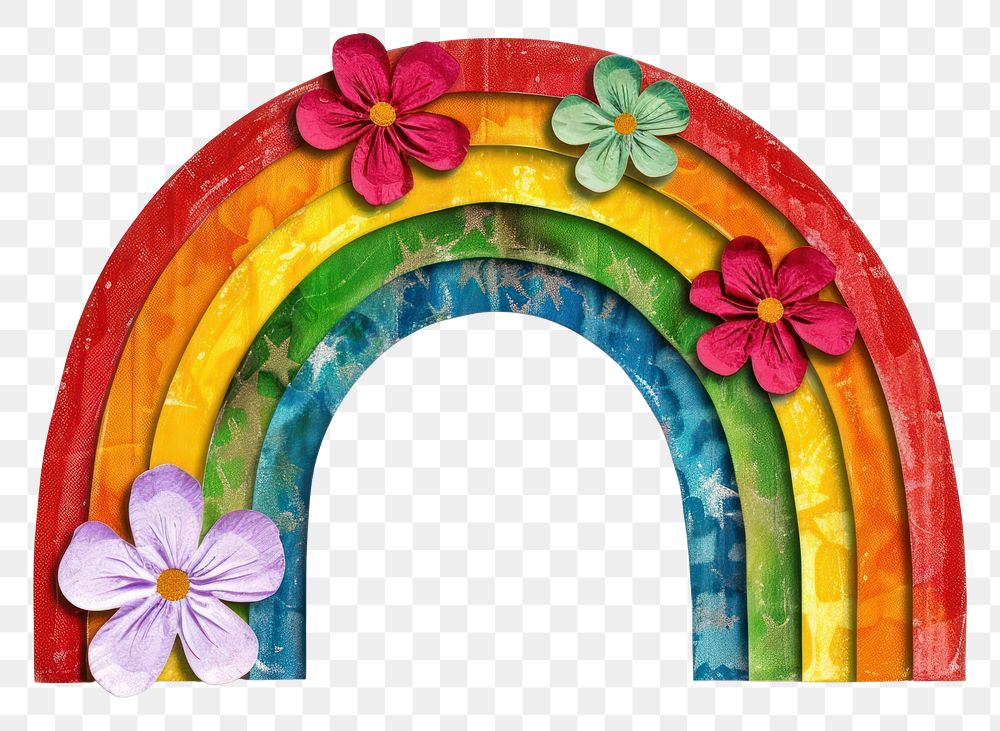 PNG  Rainbow with flower image plant white background architecture.