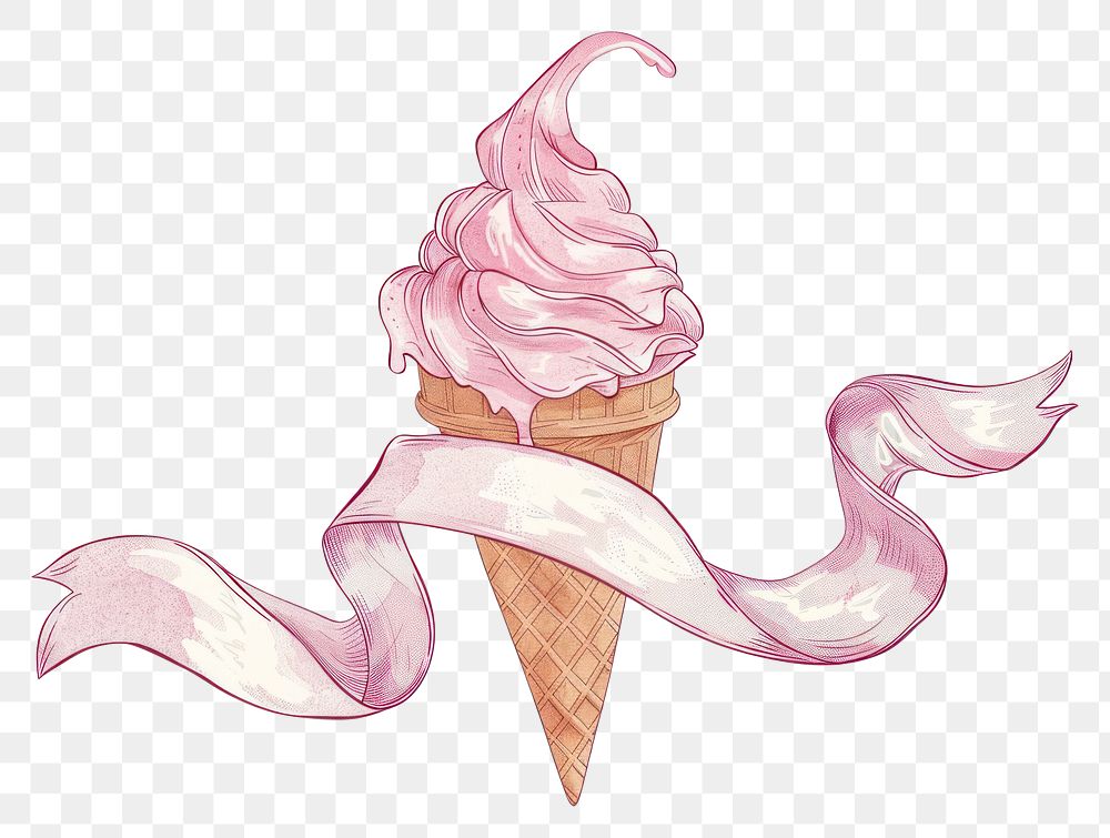 PNG Ribbon with ice cream cone dessert food creativity.