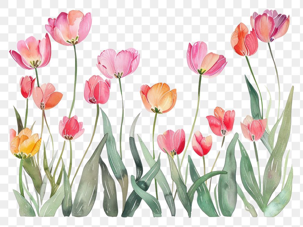 PNG Tulip border painting flower plant
