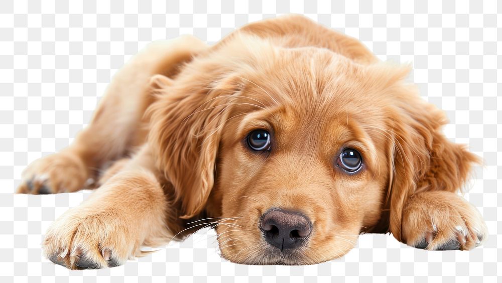 PNG Sad baby golden dog mammal animal puppy.