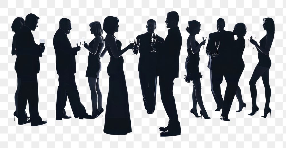 PNG Silhouette people dancing adult white background.