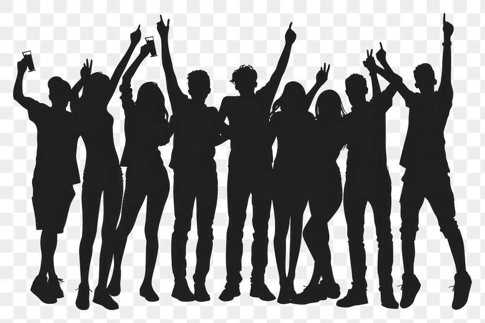 PNG Silhouette people adult party white background.