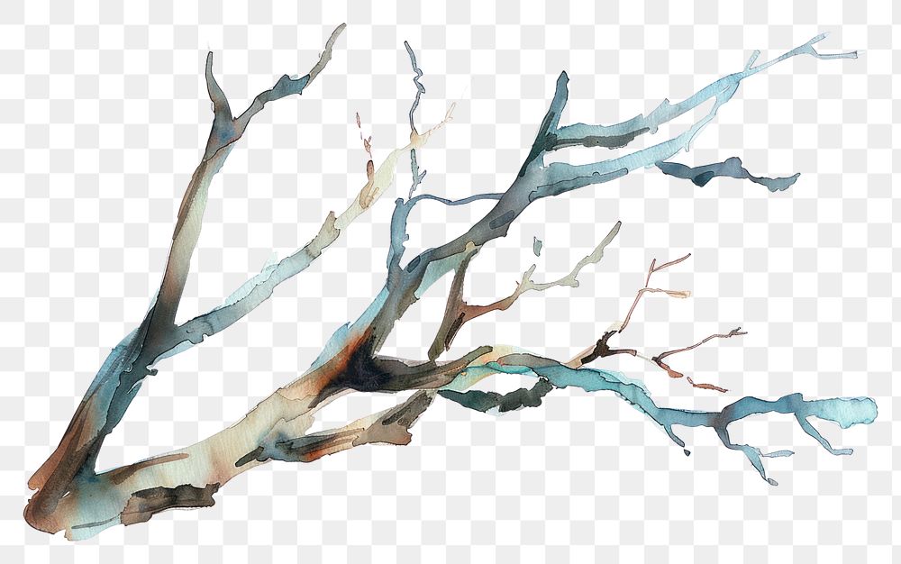 PNG Tree branch watercolor driftwood painting drawing