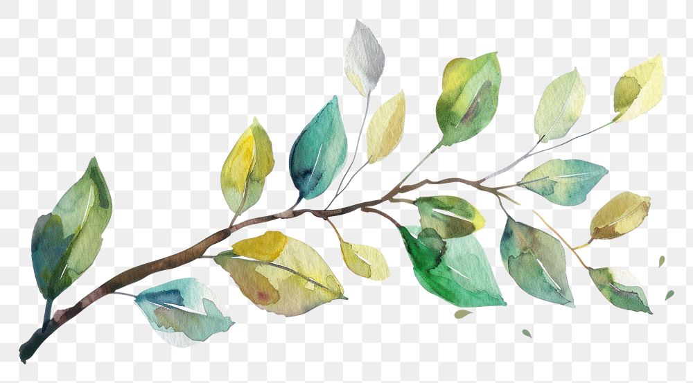 PNG Tree branch watercolor drawing sketch plant.
