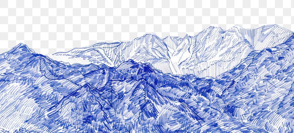 PNG Vintage drawing landscapes mountain nature snow.