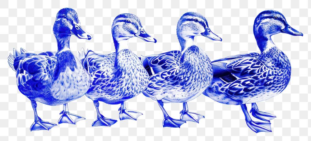 PNG Vintage drawing ducks animal bird blue.