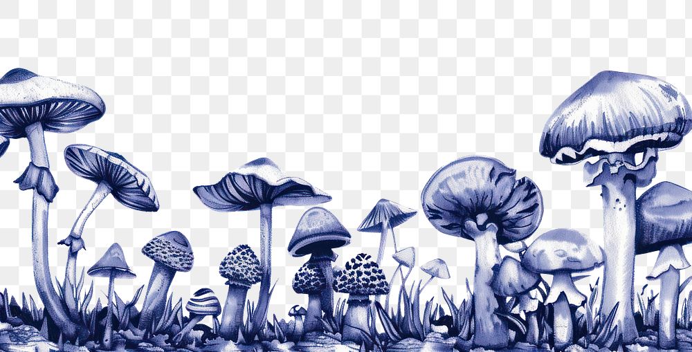 PNG Vintage drawing mushrooms fungus plant illustrated.