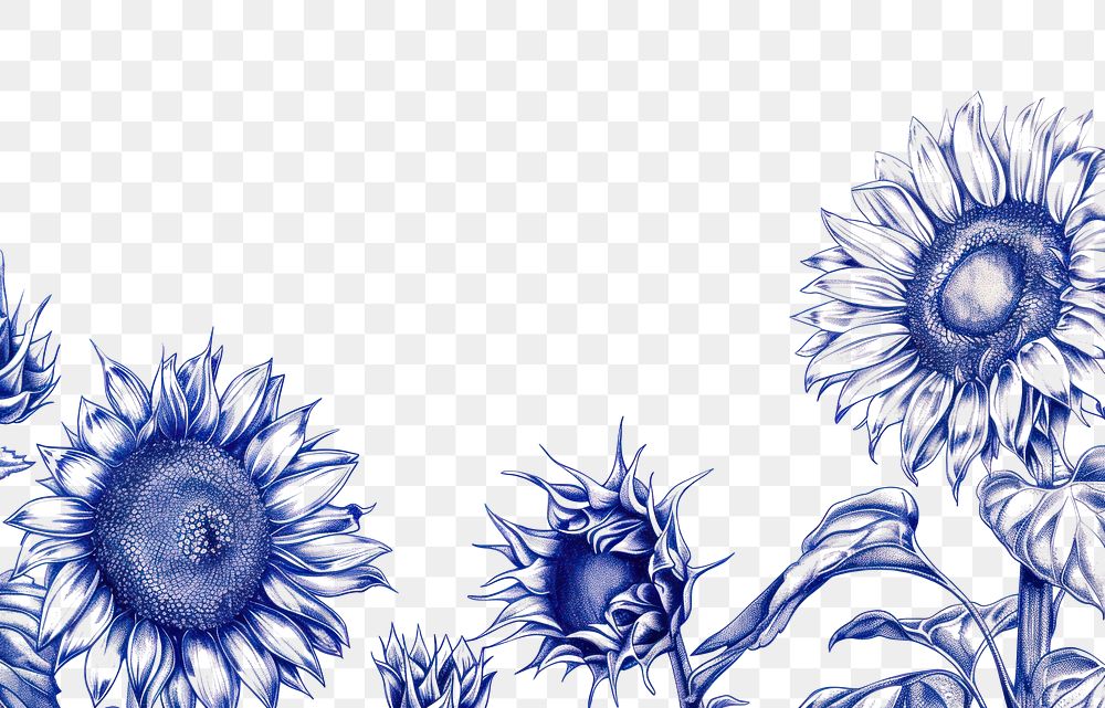 PNG Vintage drawing sunflowers pattern sketch plant.