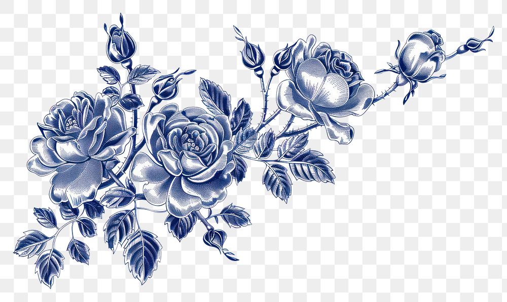 PNG Vintage drawing china rose flowers pattern sketch plant.